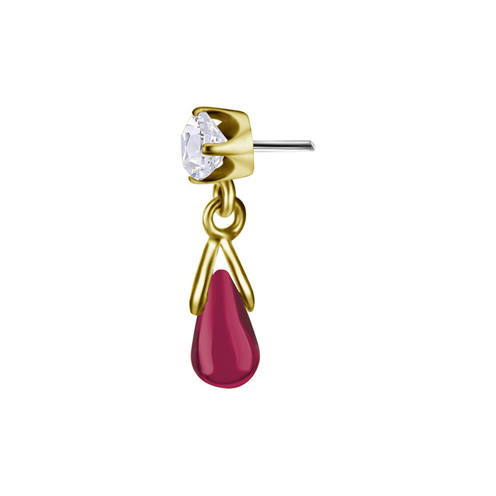 Attachment 18K gold - with white zircons and lab ruby - GD18K-071