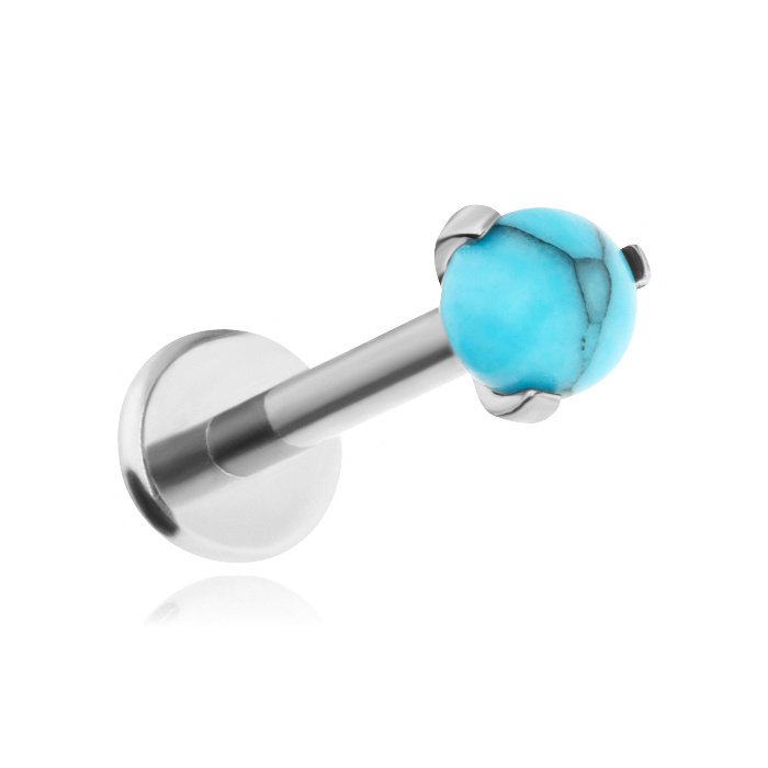 Titanium labret blue Howlite - silver