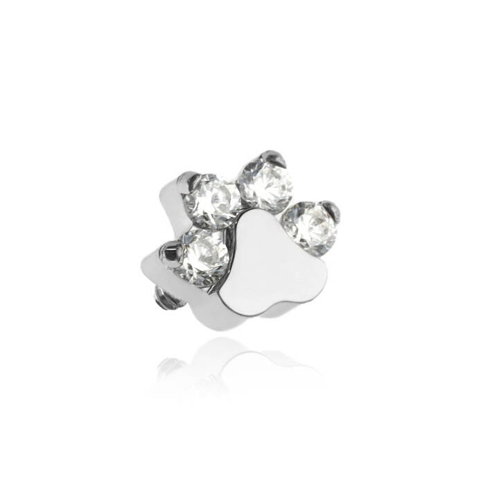 Titanium attachment paw with white cubic zirconias - silver - TNA-201