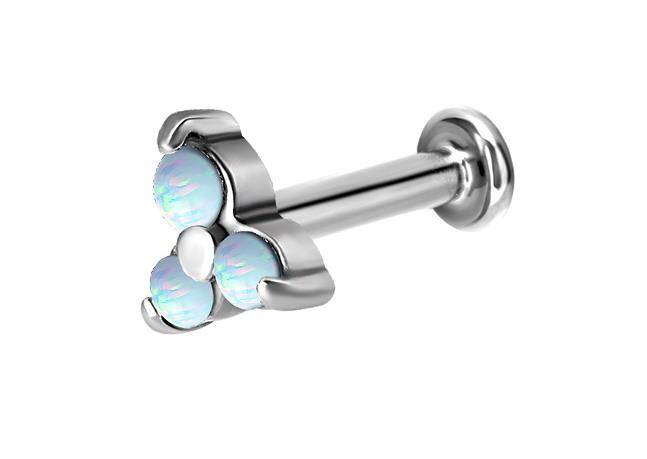 Tytanowy labret ozdobny - opal - gwint wewnętrzny - TGW-025