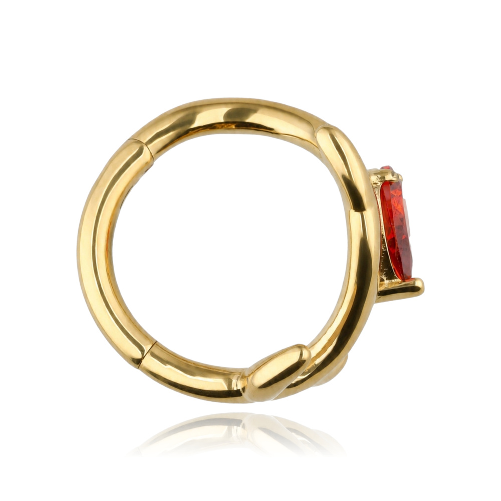 Titanium clicker ring with zircons - silver - TK-076