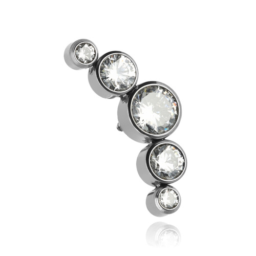 Titanium attachment cluster with white zircons - silver - TNA-033