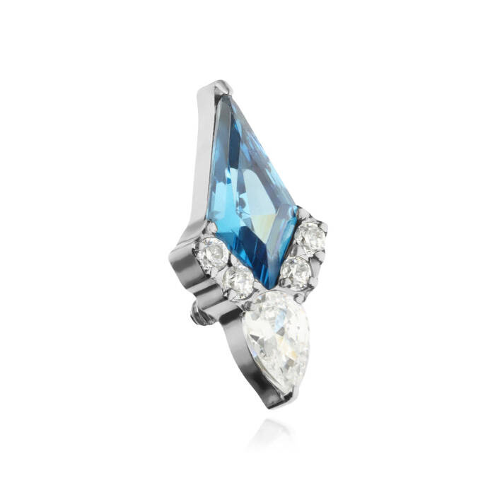 Titanium attachment with blue and white cubic zirconia - sterling silver - TNA-010