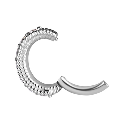 Belly button ring clicker sterling silver with white zircons - CoCr NF- KP-066