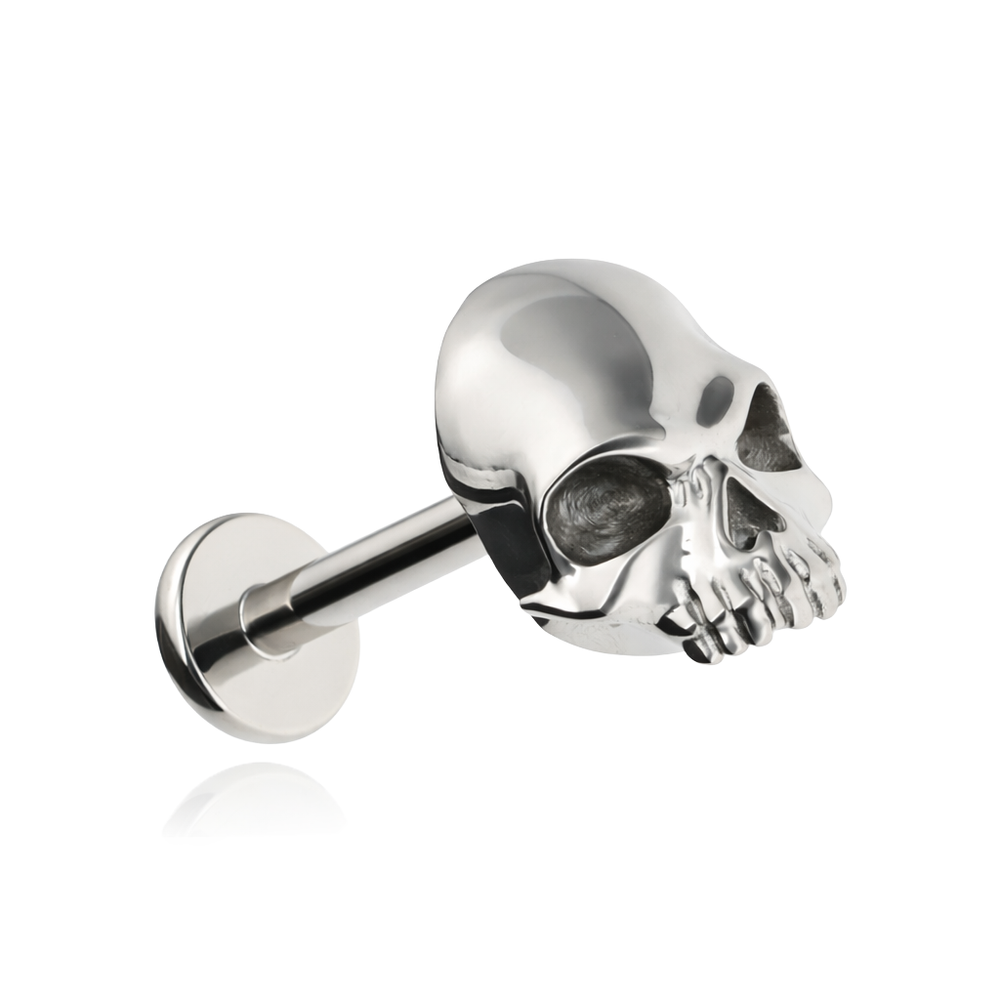 Titanium labret skull - silver