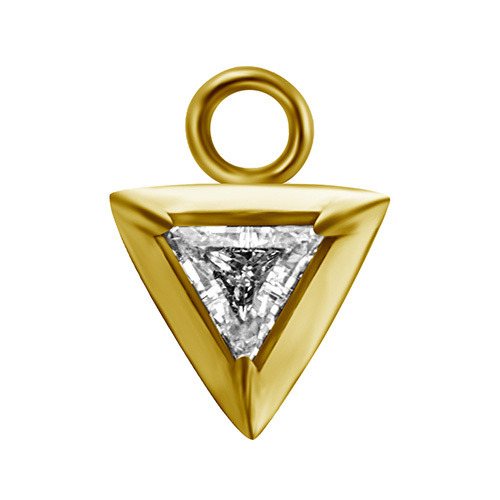 Charms - triangle with white zirconia - gold - D-065