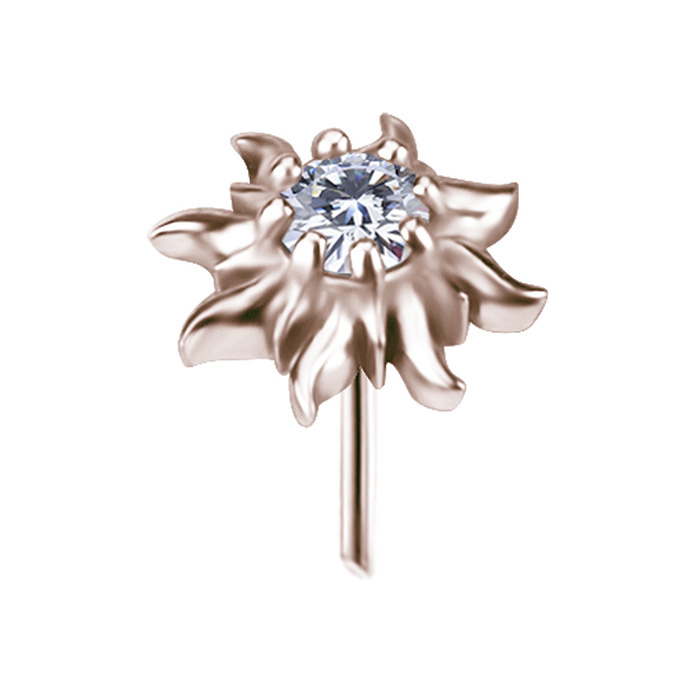 Attachment push in - sun with white zirconia - rose gold - PI-063