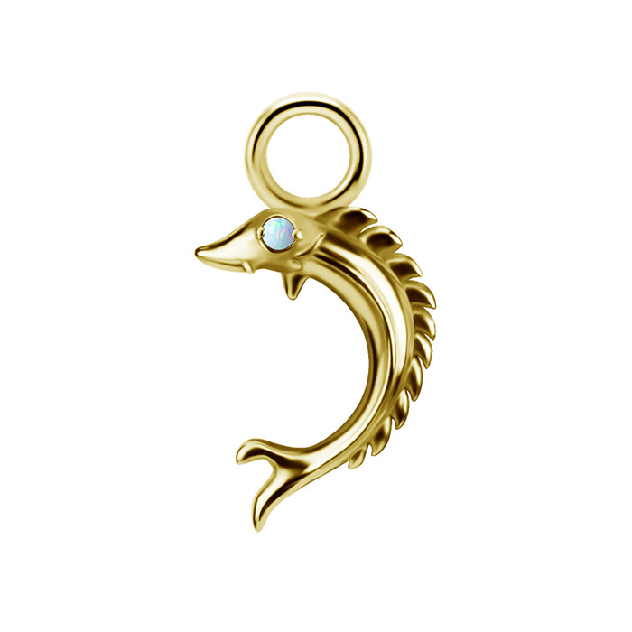 Charms - CoCr NF - white eye fish - gold - D-094