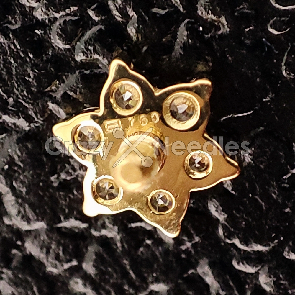 18K gold attachment for pins - gold flower with white zircons - GD18K-002