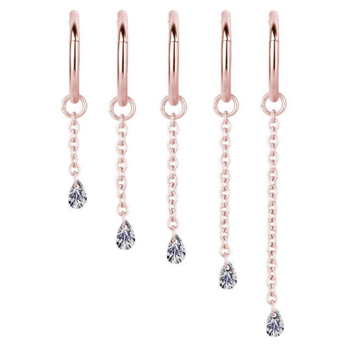 Charms chain with white zirconia - rose gold - D-074