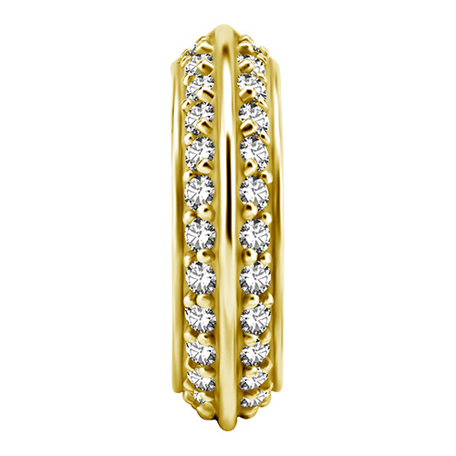 PREMIUM white zirconia  clicker hoop ring - gold - K-015