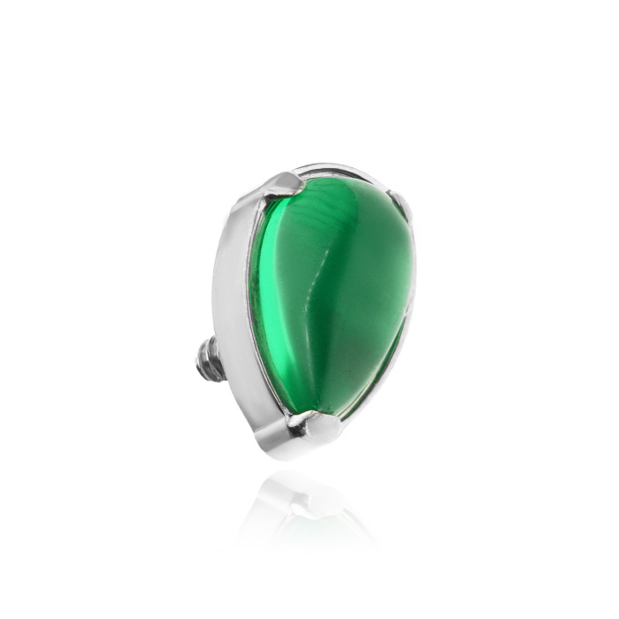 Titanium attachment with green stone Jadeite - silver - TNA-195