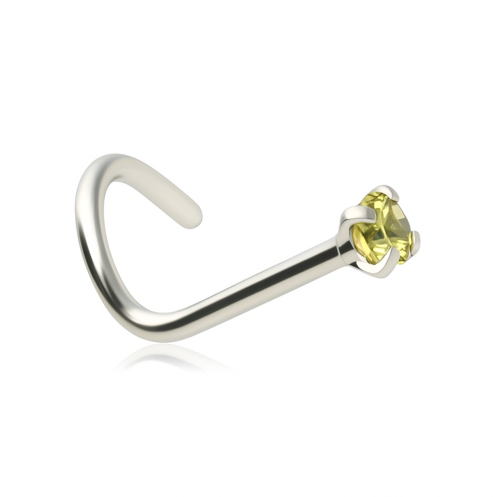 Nose screw with green zirconia - silver - NS-006