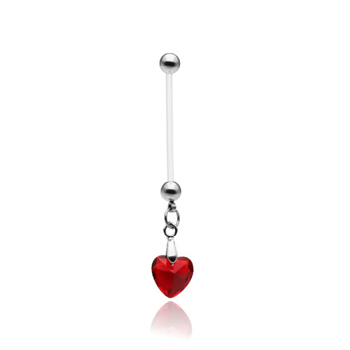 Belly button ring for pregnant women red heart - KP-046