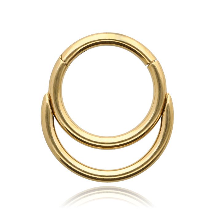 Titanium piercing ring clicker gold - TK-004