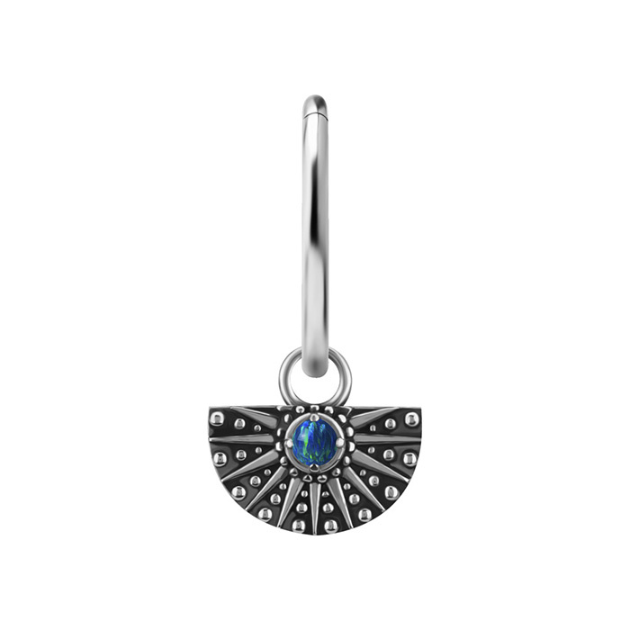 Charms - CoCr NF - ażurowy z zielonym opalem - srebrny - D-088