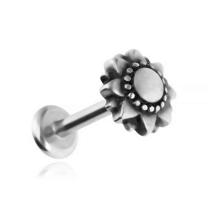 Labret earring flower - silver - LGW-048