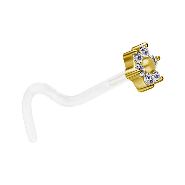 Gold 18K Premium Zirconia nose stud with white zirconia - GD18K-003