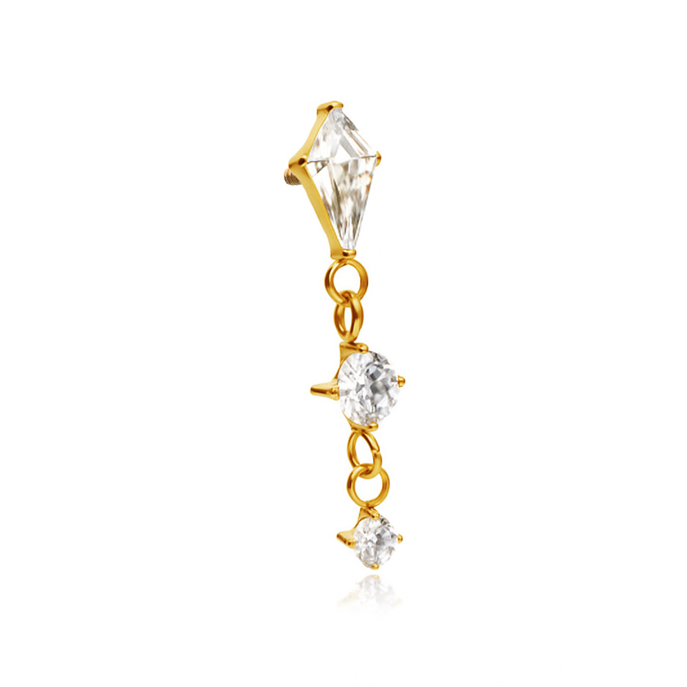 Titanium attachment with white zircons - gold - TNA-092