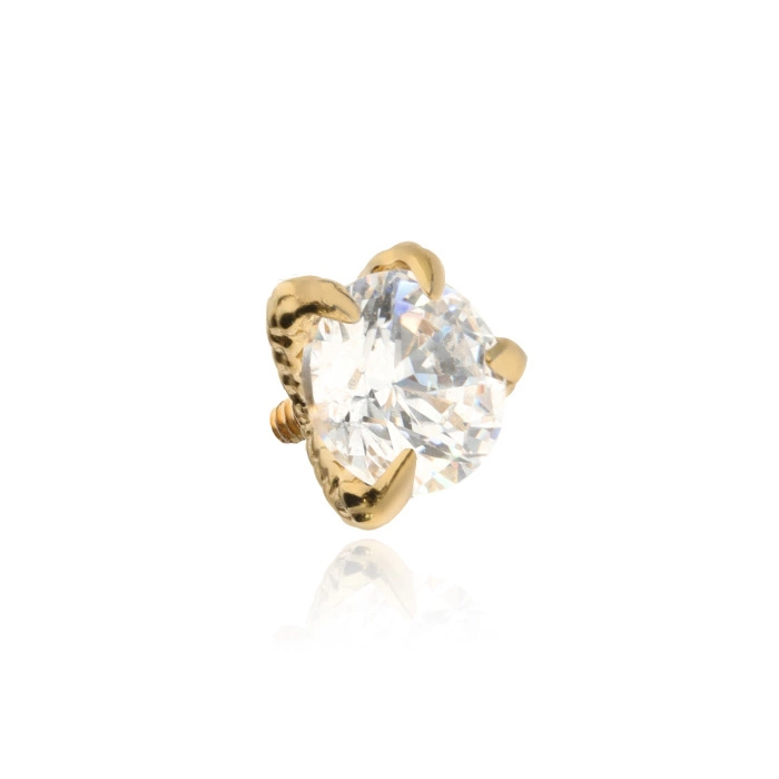 Titanium attachment white zirconia in the claws of a dragon - gold - TNA-097