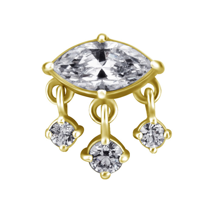 Nakrętka push in - z białymi cyrkoniami  - CoCr NF - złoty - PI-010