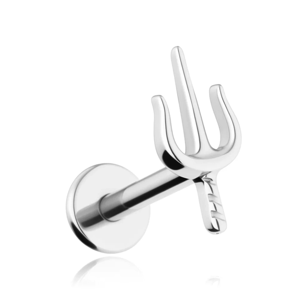 Titanium labret trident - silver