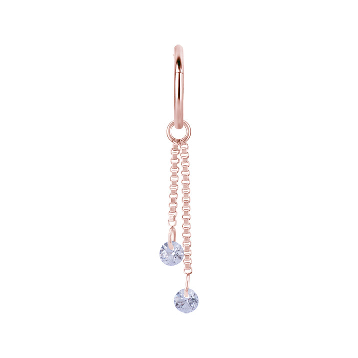 Charms chain with white cubic zirconias - rose gold - D-071