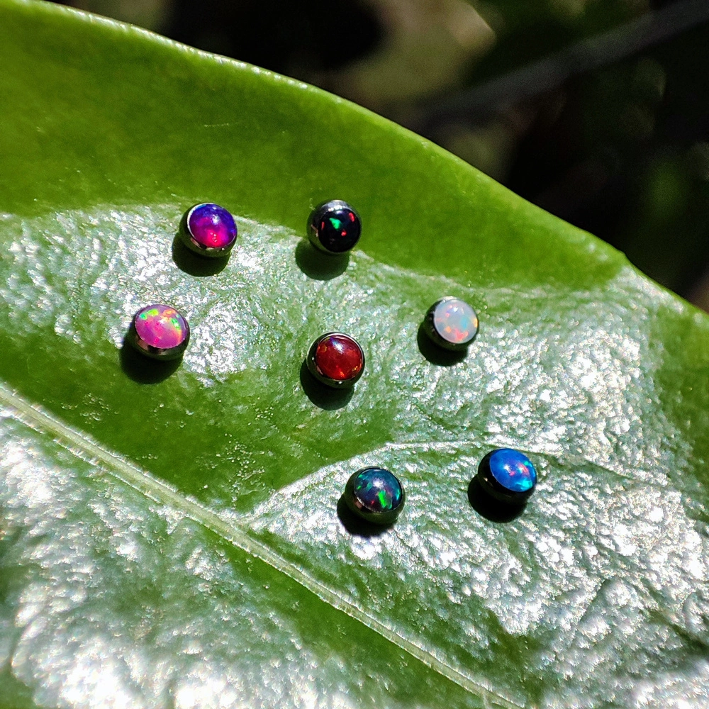 Titanium attachment with black opal OP33 - TNA-018