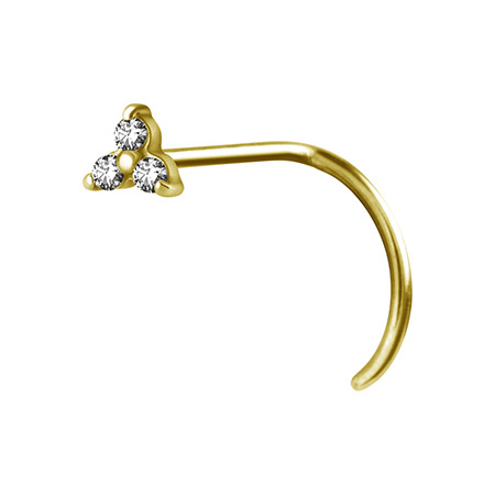 Gold nose stud - white zirconia - NS-022