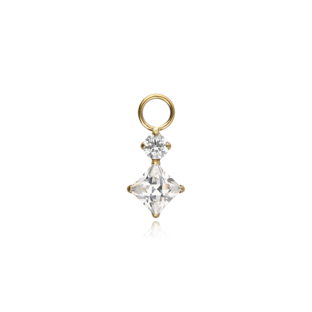 Titanium charm with white cubic zirconia - gold - D-101