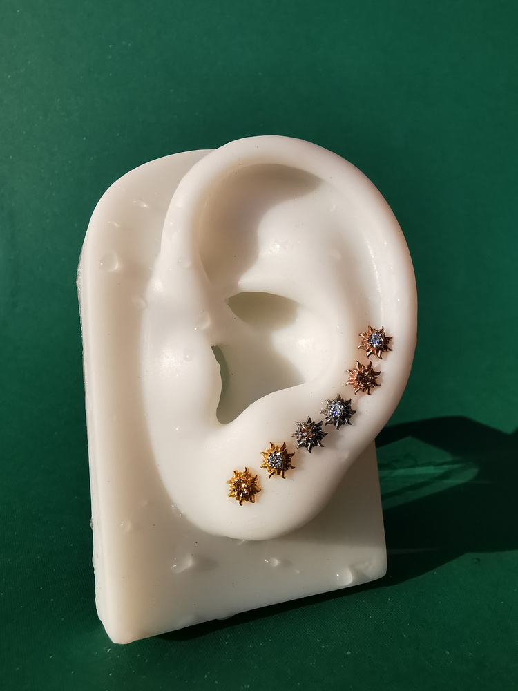 Attachment push in - sun with white zirconia - silver - PI-063