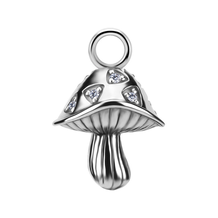 Charms - CoCr NF - mushroom-shaped crown with white zirconia - silver - D-103