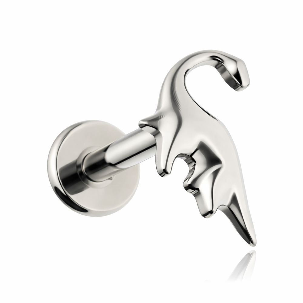 Titanium labret dinosaur - silver