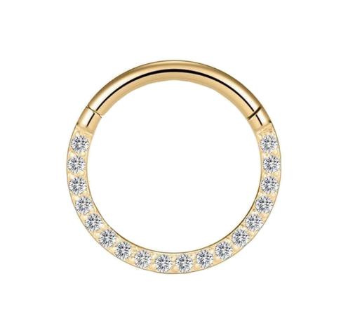 Ring clicker gold with white zirconia - K-003