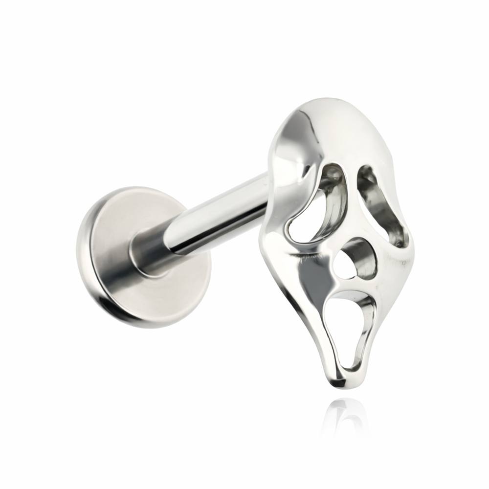 Tytanowy kolczyk labret maska - srebrny 