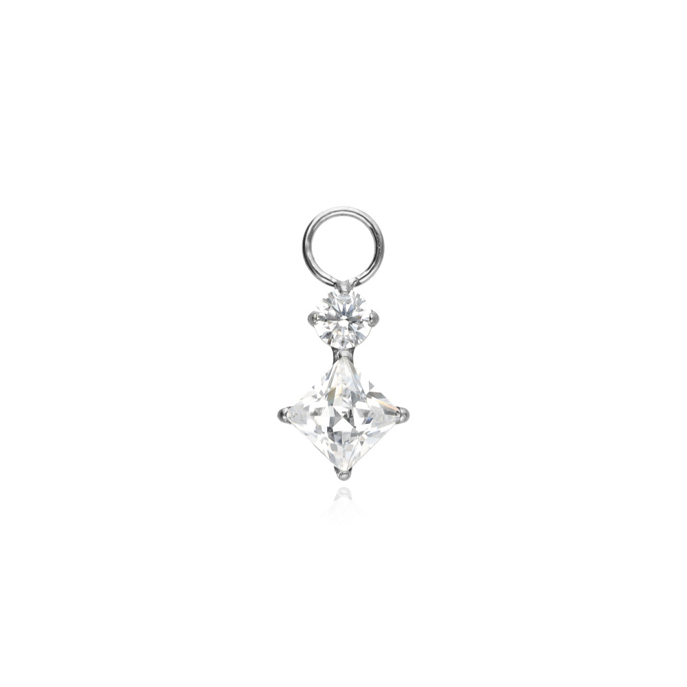 Titanium charm with white cubic zirconia - silver - D-101