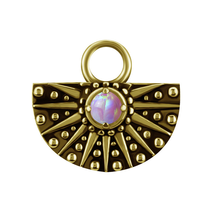 Charms - CoCr NF - openwork with pink opal - gold - D-088
