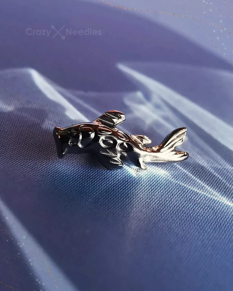 Titanium attachment koi fish - silver - TNA-190