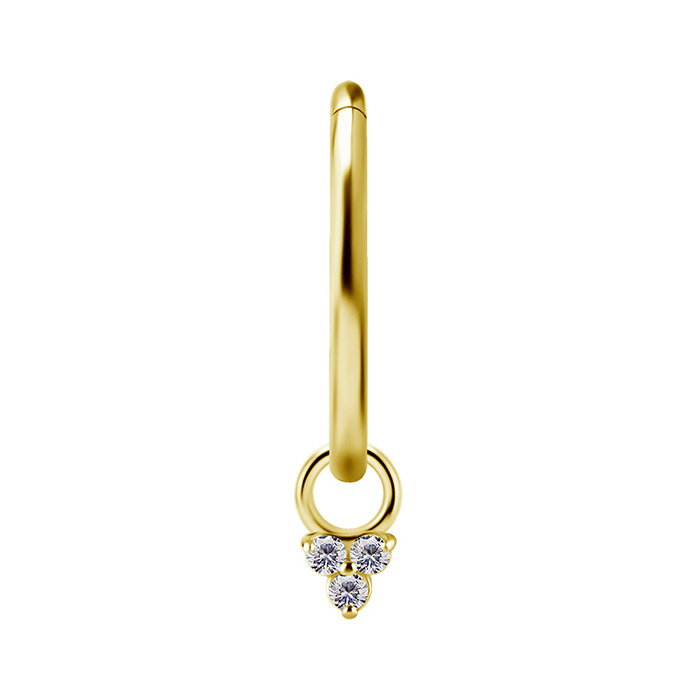 Charms - CoCr NF - triangle with white zircons - gold - D-070