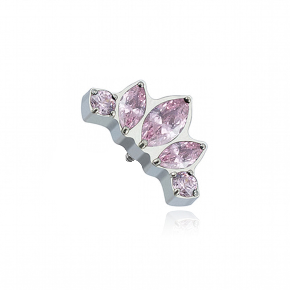 Titanium attachment with pink cubic zirconias silver- TNA-088