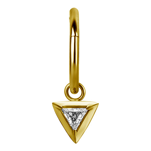 Charms - triangle with white zirconia - gold - D-065