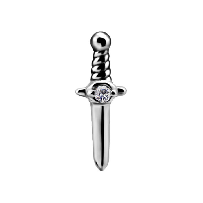 Attachment push in - dagger with white zirconia - CoCr NF - silver - PI-012