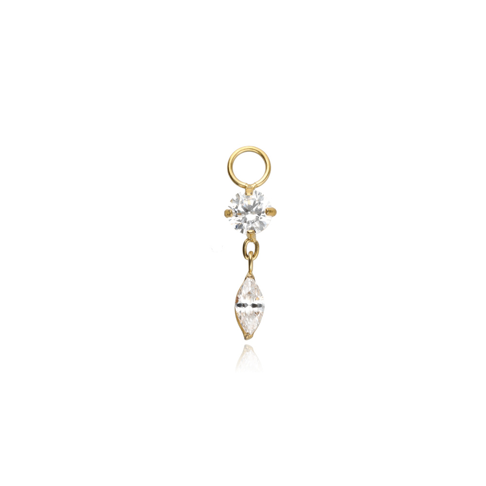 Titanium charm bracelet with white cubic zirconia - gold - D-108