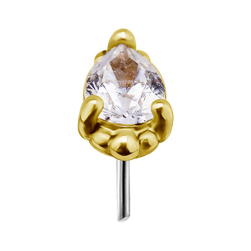 18K gold attachment for pins - white zirconia - GD18K-017