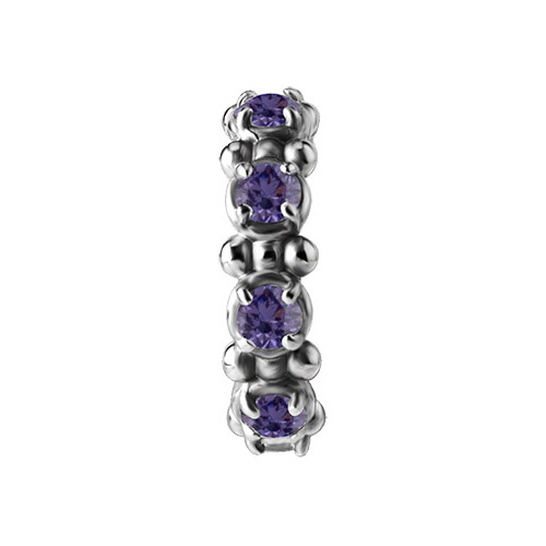 Earring clicker silver with purple Premium Zirconia - CoCr NF - K-062