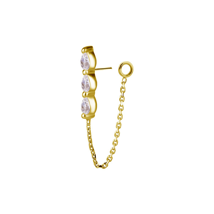 18K gold attachment for pins - white zirconia - GD18K-017