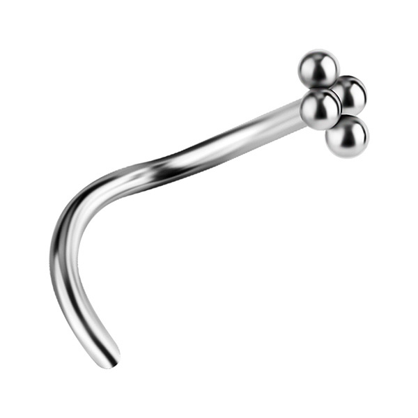 Titanium nose screw decorative - silver - TN-035