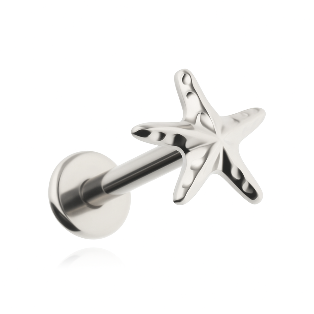 Titanium labret starfish - silver