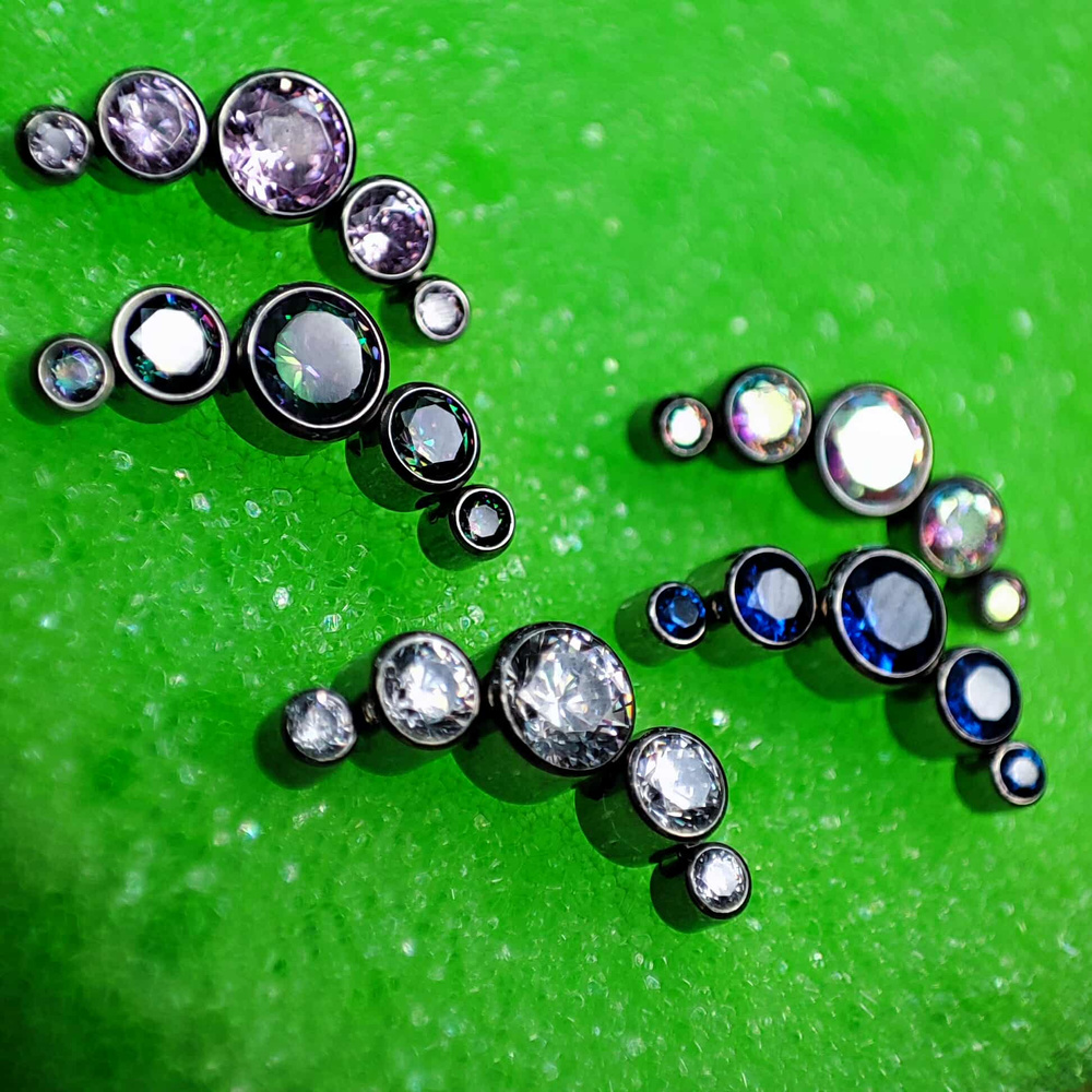 Titanium attachment cluster with pink zircons - sterling silver - TNA-033