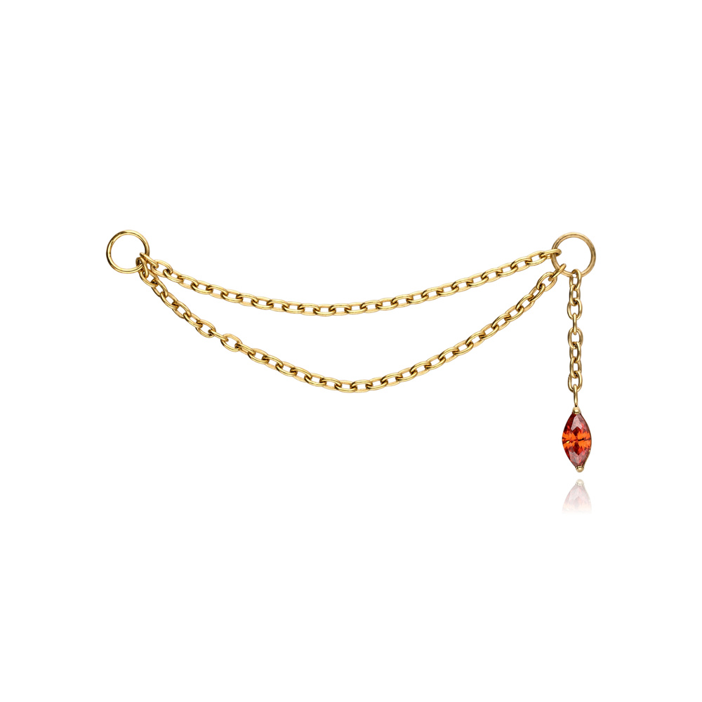 Titanium Chain with White Zirconia - silver - D-098